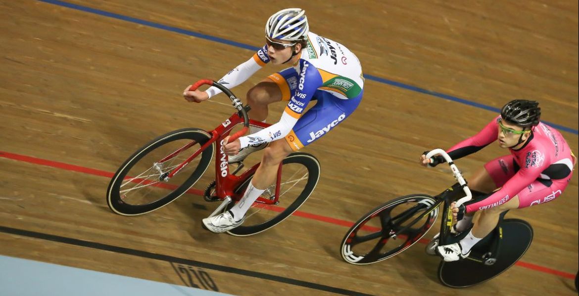 Track cyclists showcase fine form hero image